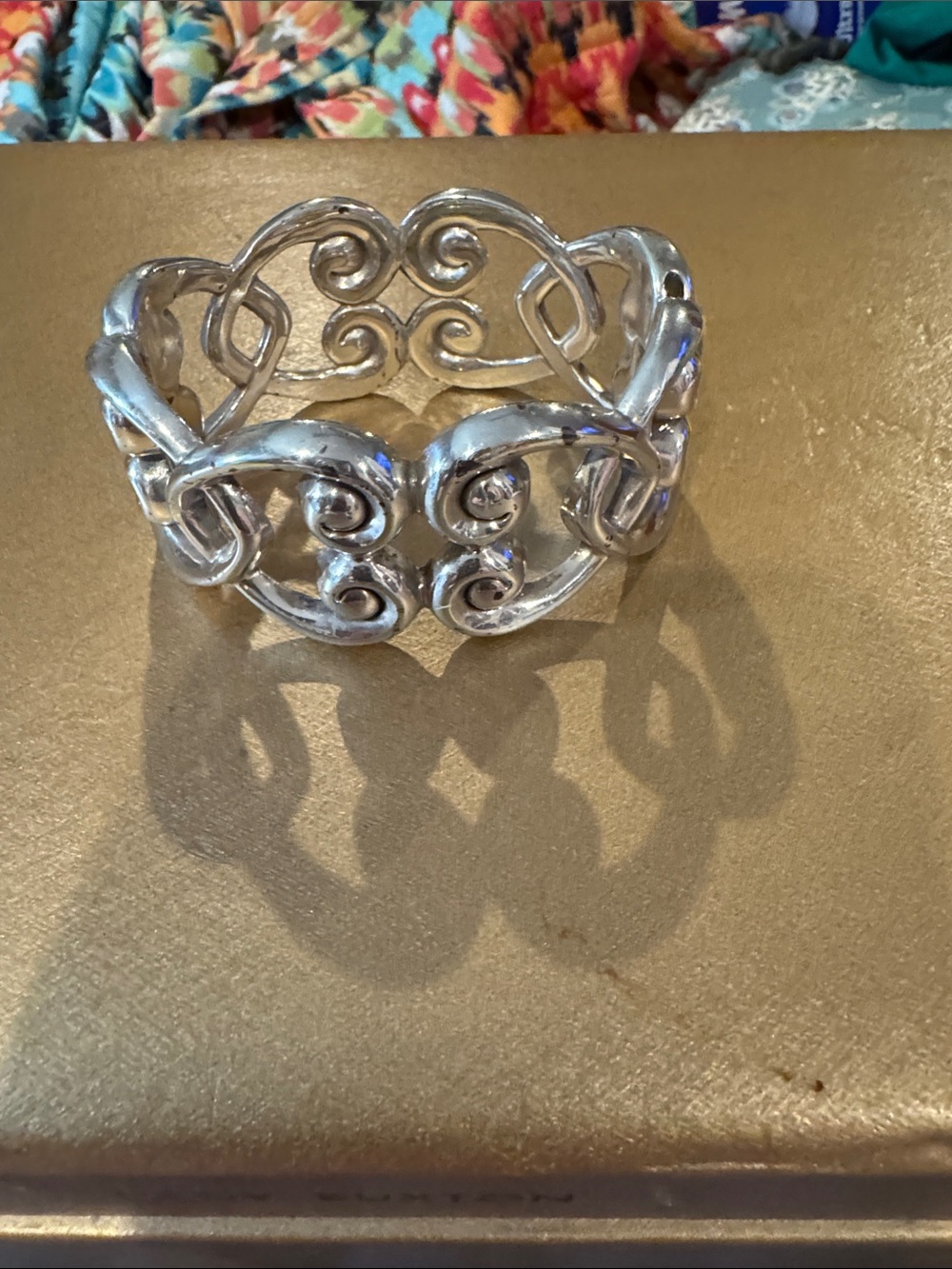 Brighton Silver Scrollwork Open Cuff Bracelet